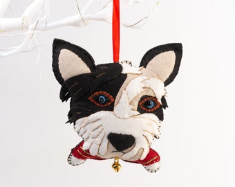 Patch the Dog Christmas Hanging: Eco Felt Hearth Needle Decor