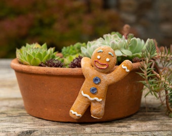 Gingerbread Man, Pot Buddy, Christmas, Christmas Decorations, Christmas Ornaments, Pot Hanger, Antique Decor, Gift Boxed, Garden Gifts, Yard