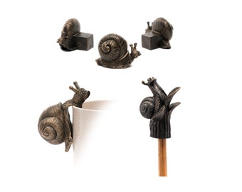 Snail Potty Feet Bundle: Antique Garden Decor, Pot Buddy & Cane Companion