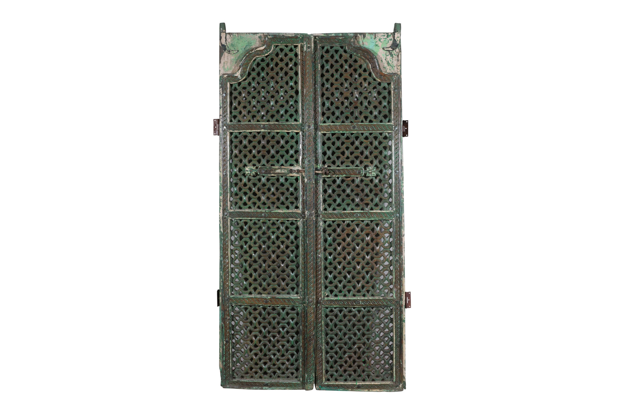 Teak & Iron Jali Dog Gate From Gujarat - 19th Century Teak & Iron Jali Dog Gate From Gujarat - 19th Century