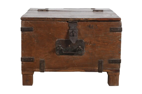 Iron Bound Indian Teak Chest From Goa - 19thC Iron Bound Indian Teak Chest From Goa - 19thC