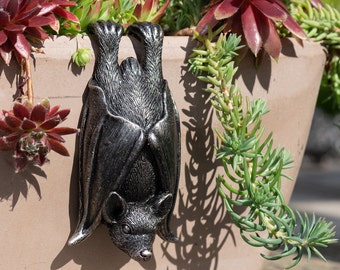 Antique Bronze Bat Pot Buddy Hanger | Charming Garden Decor