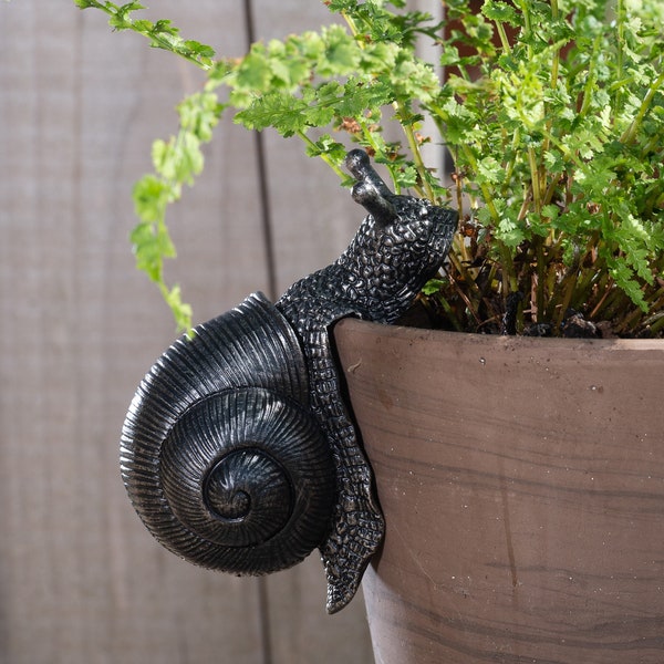 Bronze Snail, Pot Buddy, Pot Hanger, Snail Gifts, Gift Boxed, Garden Gifts, Antique Decor, Plant Pot Decor, Pot Hanging, Yard Decor, Garden