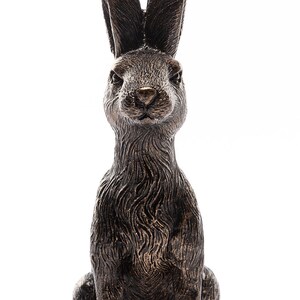 Juego de 3 orinal con forma de liebre sentada de color bronce, soporte para macetas, decoración antigua, soporte para macetas, decoración de jardín imagen 6