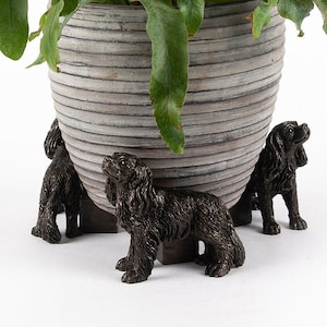 Antike Bronze Cavalier King Charles Spaniel Blumentopffüße - 3er-Set | Handgefertigte Garten Dekoration