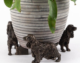 Antique Bronze Cocker Spaniel Plant Pot Feet - Set of 3 | Crafted Garden Decor