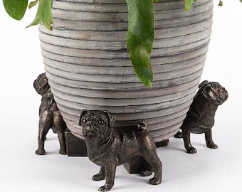 Antique Bronze Pug Plant Pot Feet - Set of 3 | Home and Garden Decor