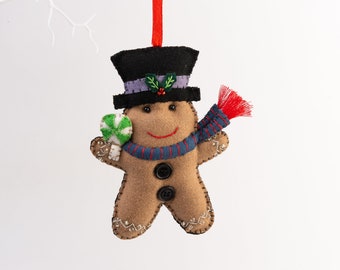 Felt Gingerbread Man Christmas Ornament: Eco-Friendly Tree Decoration