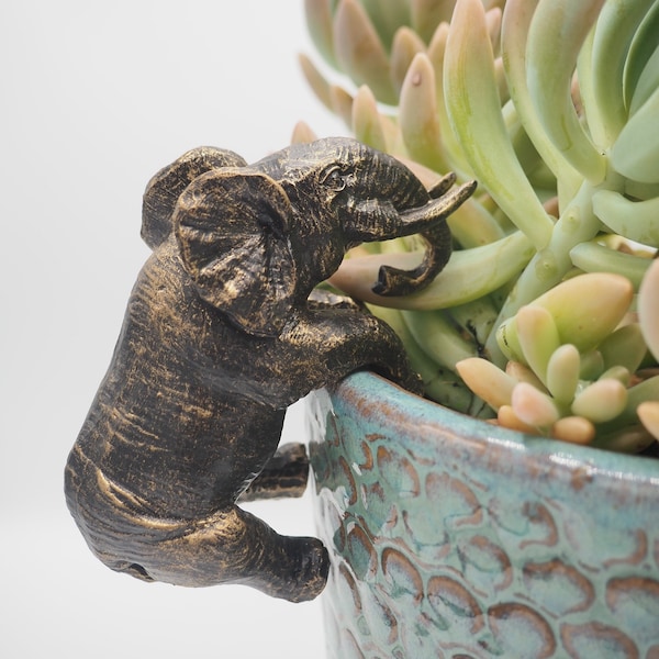 Elephant, Pot Buddy, Plant Hanger, Plant Pot Hanger, Plant Pot Hanging, Plant Pot Decor, Bronze, Garden Decor, Elephant Decor, Elephant Gift