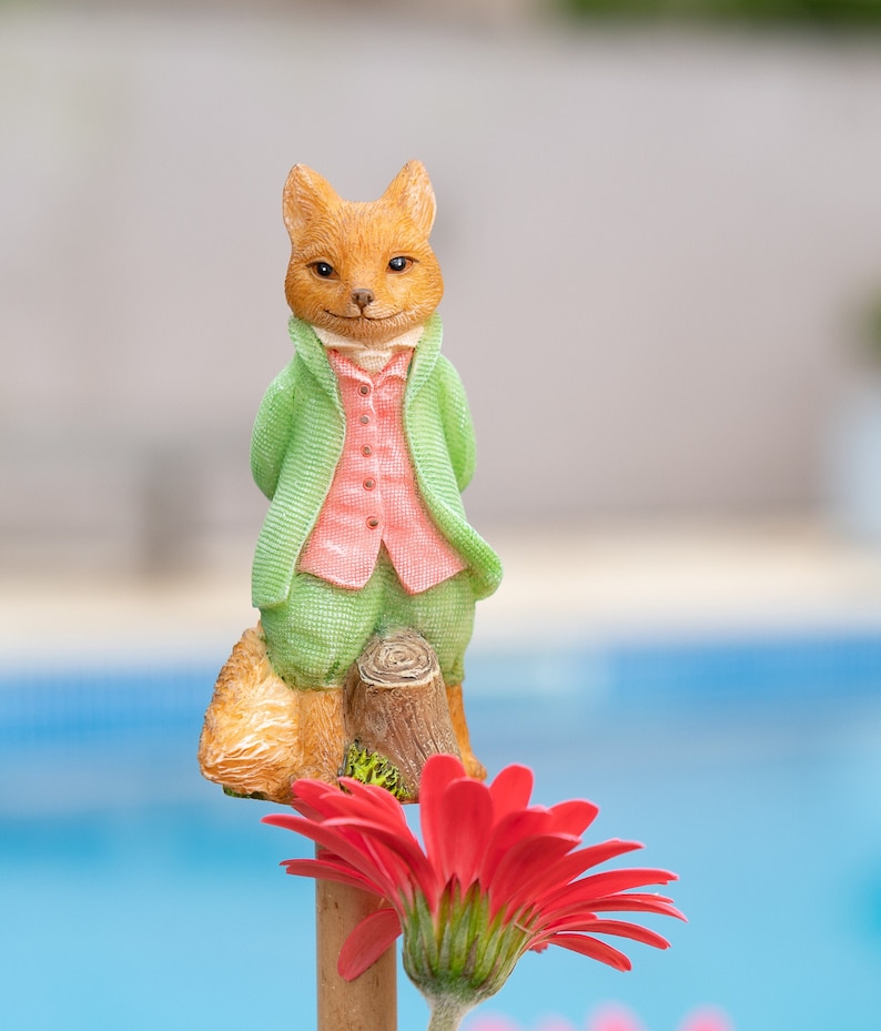 Cane Companions Beatrix Potter Mr Tod – Ornamento Da Giardino, Topper Per Pali E Canne, Resistente Al Gelo E Ai Raggi UV, Dipinto A Mano, In Confezione Regalo