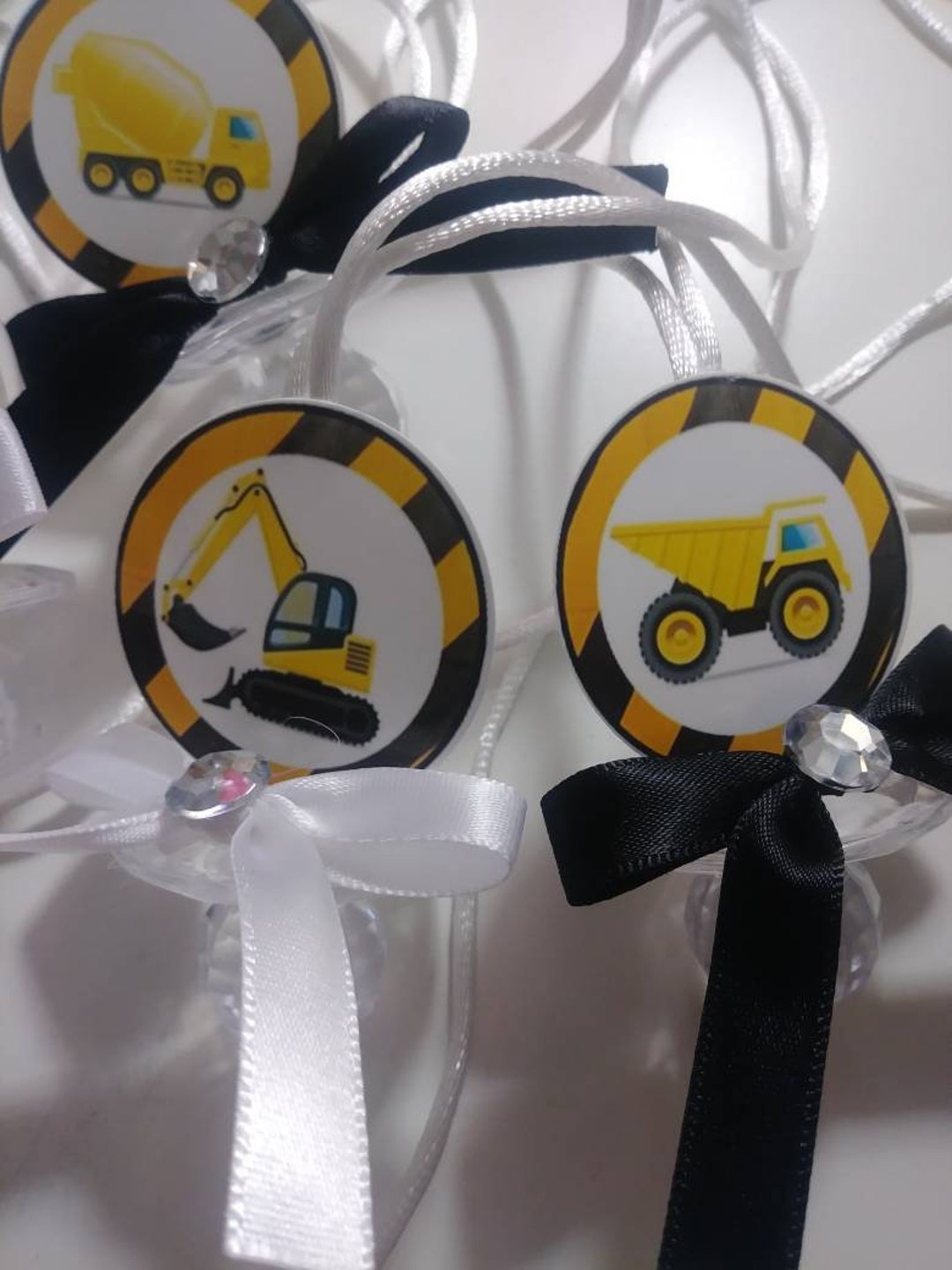 Trucks Construction Boy Baby Shower Pacifiers Guest Favors, Necklaces ...