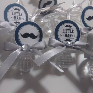 Little Man Mustache Baby Shower Pacifier Necklaces Favors, Baby Shower Game, Don&#39;t Say Baby Game
