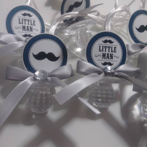 Little Man Mustache Baby Shower Pacifier Necklaces Favors, Baby Shower Game, Don't Say Baby Game