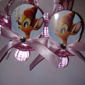 Bambi Girl Baby Shower Pacifiers Guest Favor Necklaces, Bambi Baby Shower Theme