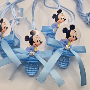 Baby Mickey Baby Shower Pacifiers Guest Favor Necklaces, Baby Mickey Themed Shower, Baby Shower Games, Dont Say Baby