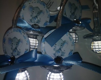 Elephant Floral Flowers Baby Shower Pacifiers Guest Necklaces, Baby Shower Games, Girl or Boy, Parents corsages