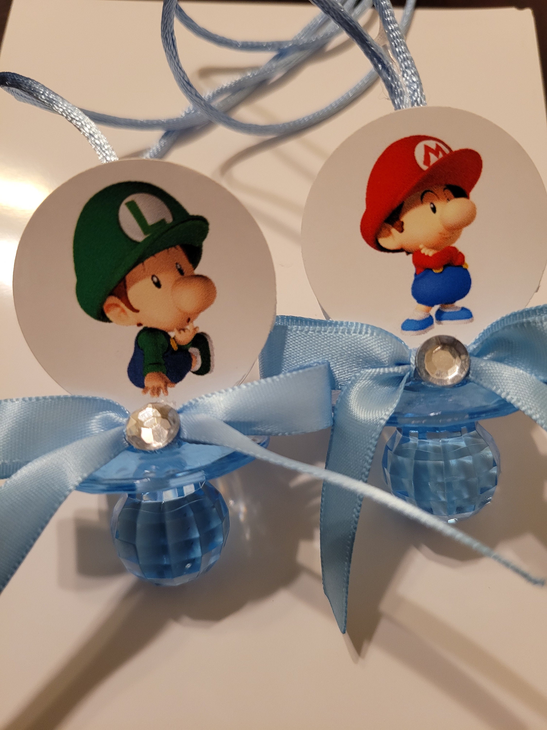 Boo Pacifier Mario Mario Bros and Baby Luigi Baby Shower Pacifiers Guest Favor Necklaces ...