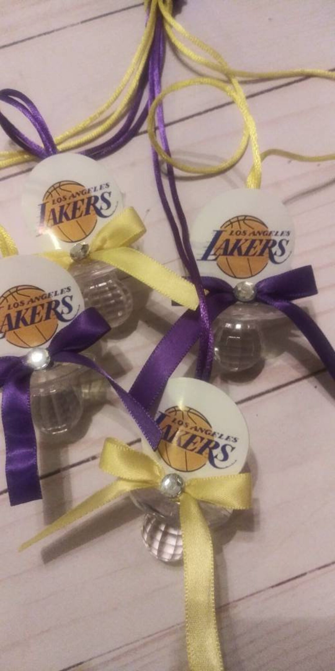 Lakers Baby Shower Pacifiers Guest Favor Necklaces Laker Fans Etsy