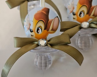 Bambi Boy Neutral Baby Shower Pacifiers Guest Favor Necklaces, Bambi Baby Shower Theme