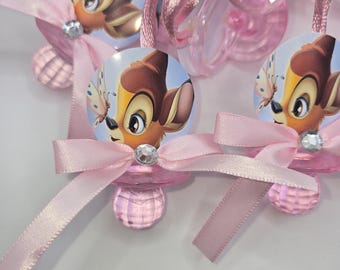 Bambi Girl Baby Shower Pacifiers Guest Favor Necklaces, Bambi Baby Shower Theme