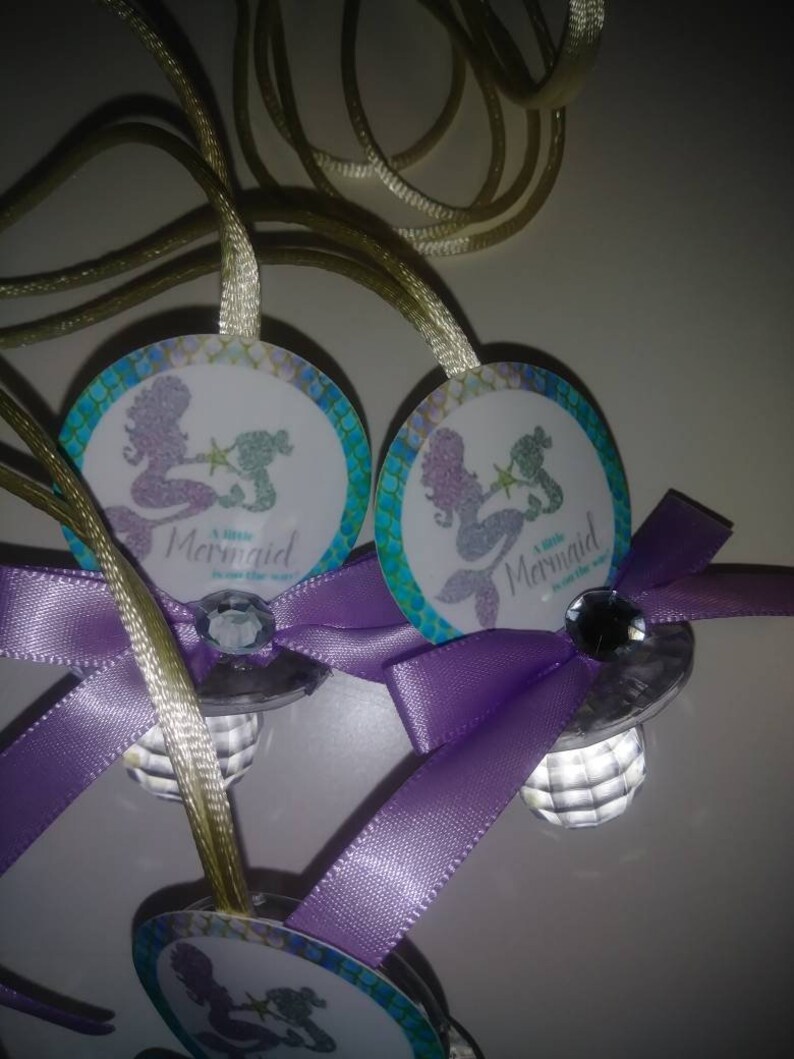 12 Mermaid Baby Shower Pacifiers Necklaces Favors Lavender Etsy