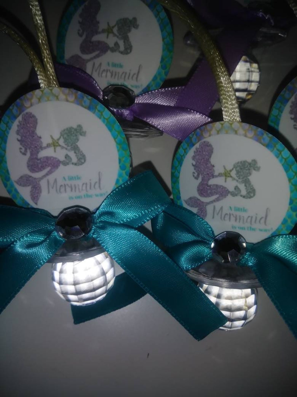 12 Mermaid Baby Shower Pacifiers Necklaces Favors Lavender Etsy