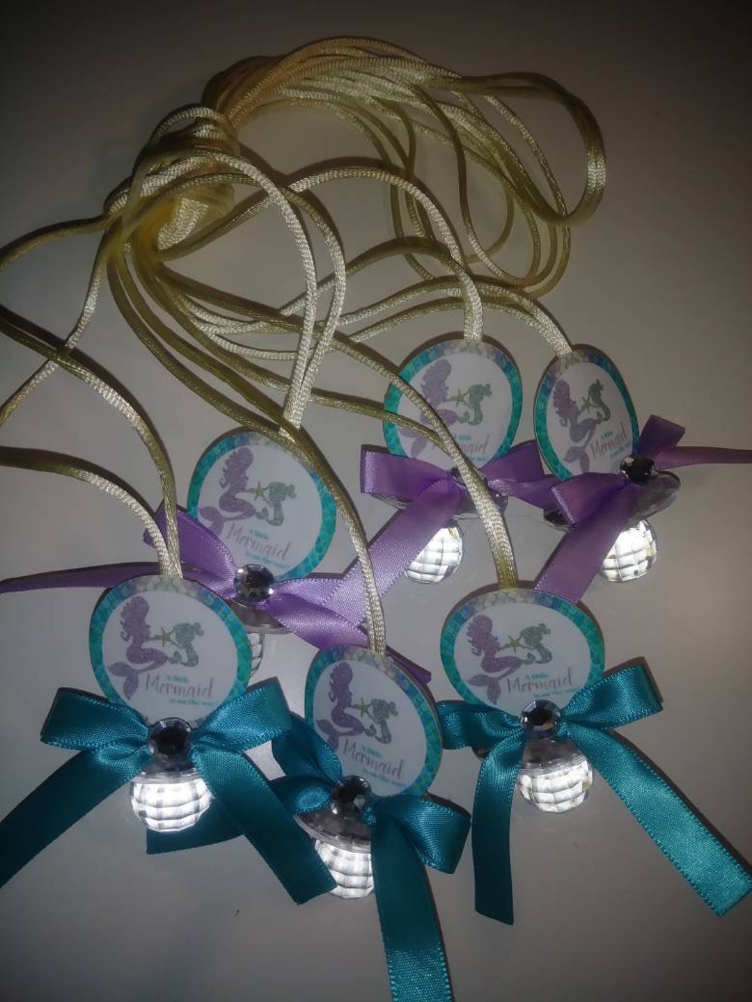 12 Mermaid Baby Shower Pacifiers Necklaces Favors Lavender Etsy
