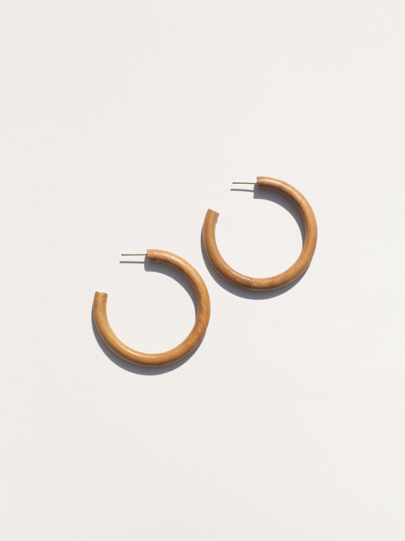 Wood Essential Hoops Three Sizes Hoop Earrings Large Hoops Wood Hoop Earrings Small Hoops Round Earrings Circle Earrings image 9