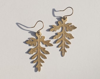 Fern Leaf Earrings I Natural Inspired Earrings I  Fair Trade Jewelry I Gold Earrings I Minimalist Earrings I Simple Design