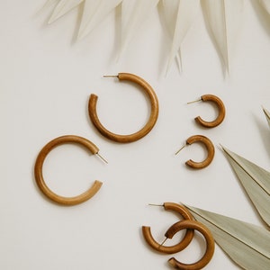 Wood Essential Hoops Three Sizes Hoop Earrings Large Hoops Wood Hoop Earrings Small Hoops Round Earrings Circle Earrings image 10