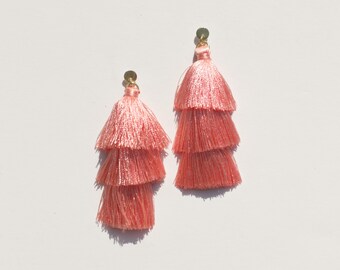 Tiered Tassel Earrings - Four Colors l Tasseling Earrings l Colorful Dangle Earrings