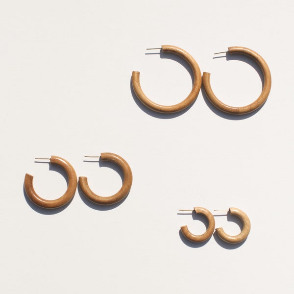 Wood Essential Hoops - Three Sizes | Hoop Earrings | Large Hoops | Wood Hoop Earrings | Small Hoops | Round Earrings | Circle Earrings