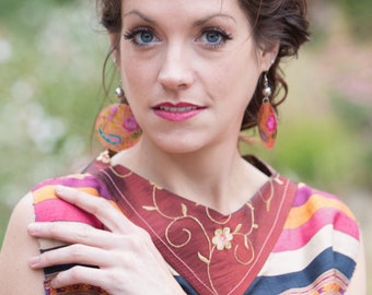 silk striped tunic with yoke