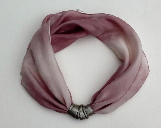 SCARF-NECKLACE, Fabric Necklace, Silk Necklace, Gift For Woman, Scarf And Necklace, Hand painted Silk, Necklace, Unique Scarf, Modern Scarf