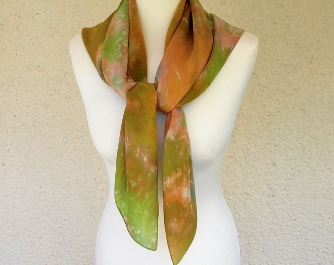 Silk Unique Scarf  gift for mom crepe de chine handpainted Silk Scarf