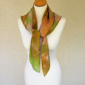 Silk Unique Scarf  gift for mom crepe de chine handpainted Silk Scarf