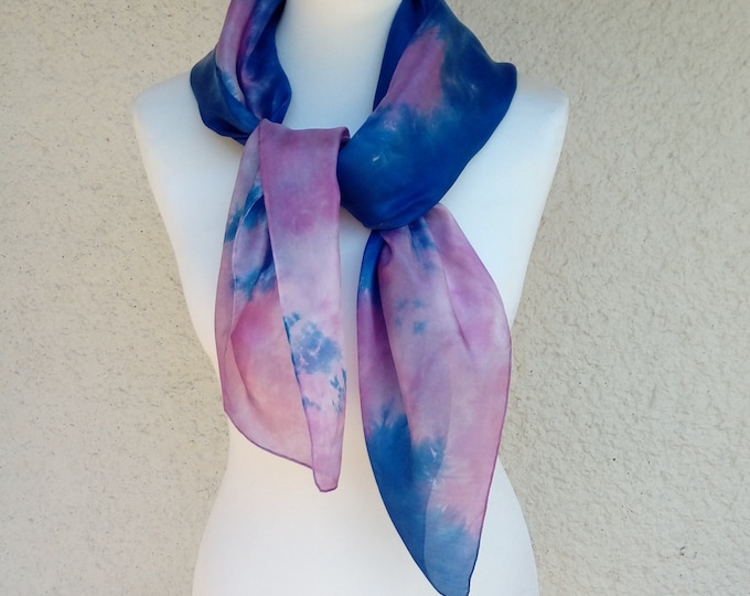 Handcrafted Women's Blue Silk Scarf - Unique Gift Choice