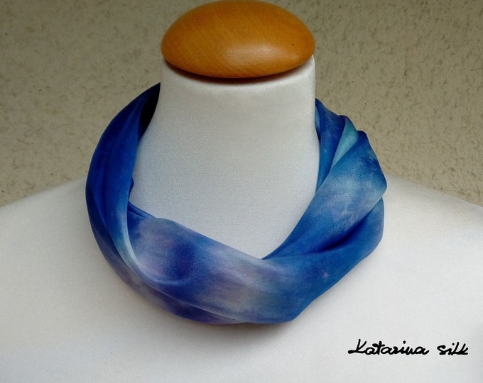 Blue Silk Scarf For Woman