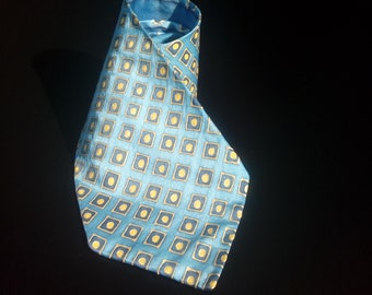 Silk Tie, Elegant Blue and Yellow Tie For Wedding, Tie for Anniversary, Handmade Unique Tie For a Husband, Anniversary Gift