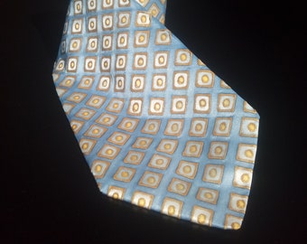 Silk Tie, Elegant Blue and Yellow Tie For Wedding, Handmade Unique Tie For a Husband, Anniversary Gift