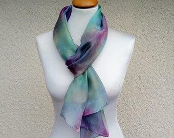 WOMAN SCARF, Long Scarf, Hand Painted Scarf, Gift For Her, Scarf Silk, Pure Silk Scarf, Unique Gift, Handmade Scarf, Scarf, Gift ,For Her,
