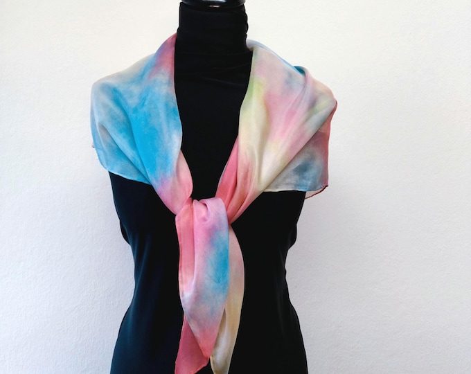 Rainbow Silk Scarf, Unique Birthday Gift For Her