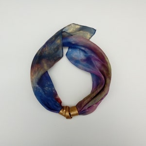 SILK NECKLACE, Scarf Silk, Handmade Scarf, Woman Gift, For Her, Charm Necklace, Necklace, Hand Painted Scarf, Square Scarf, Unique Scarf