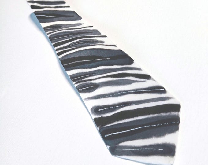 Black and White Unique Tie, C.D.C. Silk Tie For Man