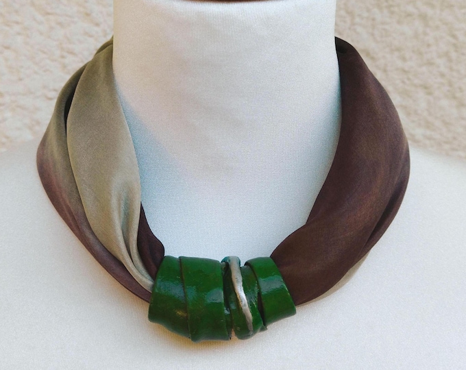 Green Scarf With Ceramic,Green Scarf With Ceramic- Necklace for Women
