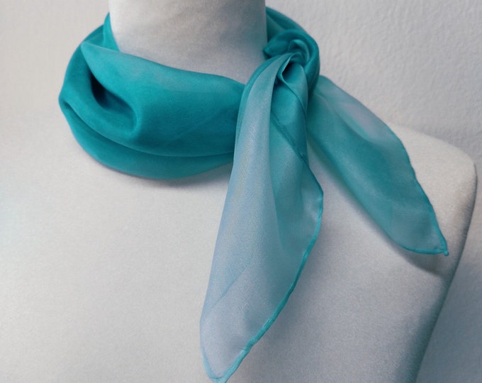 Soft Light Blue Scarf. Unique Silk Scarf For Woman