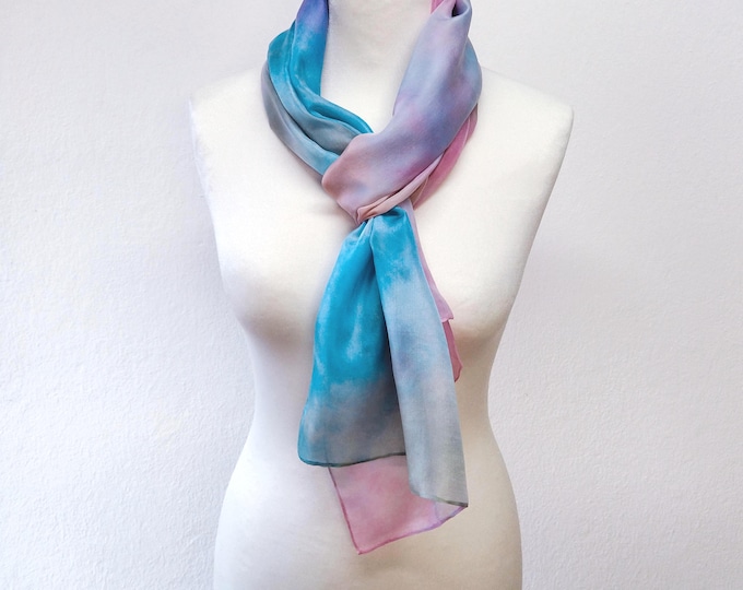 Unique Silk Scarf, Long Rainbow Scarf For Woman