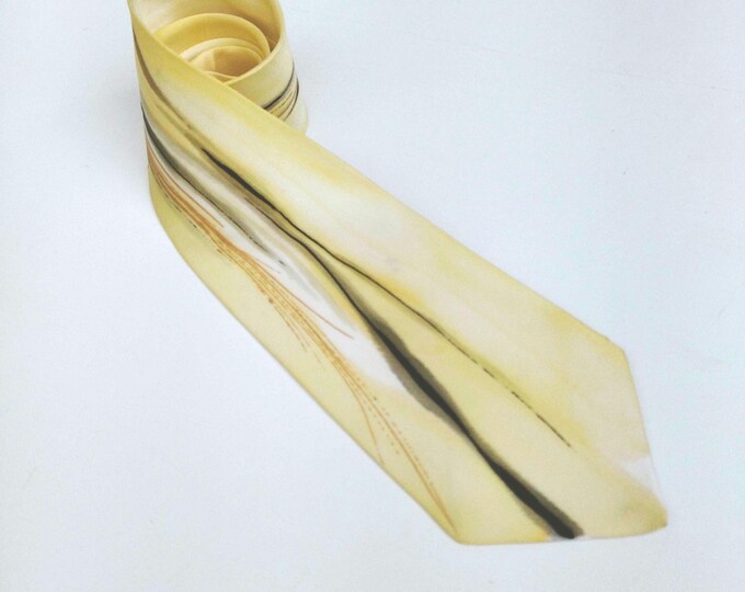 Abstract Silk Tie, Unique Beige Tie For Him