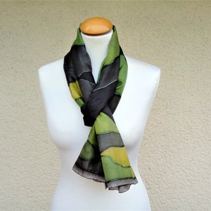 Unique Green Scarf, Silk Scarf For Woman, Gift For Her