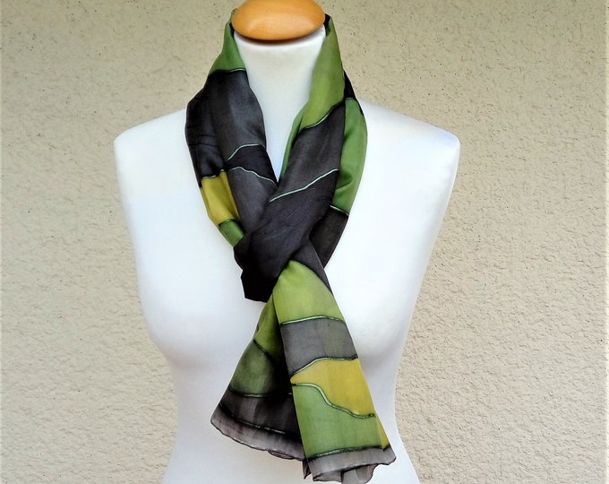 Unique Green Scarf, Silk Scarf For Woman, Gift For Her